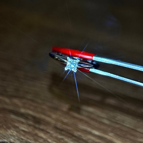 Small Princess Cut 14k Gold Diamond Ring - Picture 3 of 12